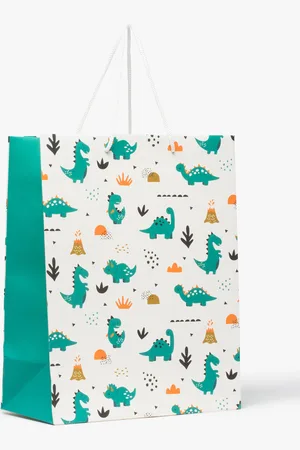 Gémo Pochette cadeau bébé avec motifs dinosaures en papier recyclé