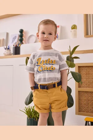 LuluCastagnette Short en twill avec ceinture tressée bébé garçon -
