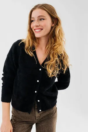 Gémo Gilet uni à col V en maille duveteuse femme