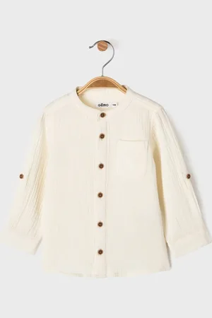 Gémo Chemise col rond en gaze de coton à manches retroussables bébé garçon