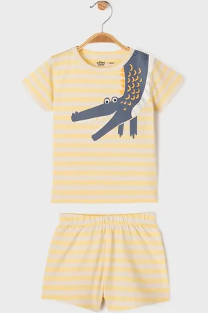 Gémo Pyjashort 2 pièces en coton à rayures motif crocodile bébé garçon