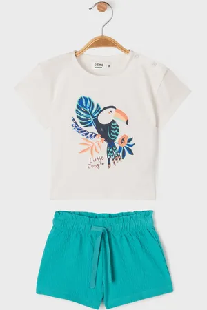 Gémo Pyjashort 2 pièces motif oiseau exotique bébé fille
