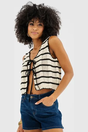 Gémo Gilet sans manches en maille ajourée à rayures femme