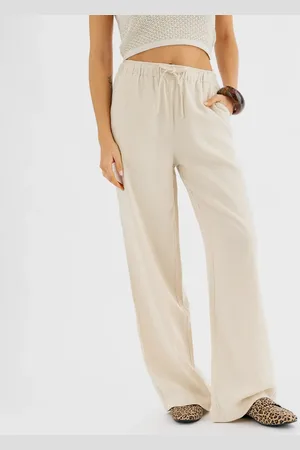Gémo Pantalon large en viscose et lin avec taille élastiquée femme