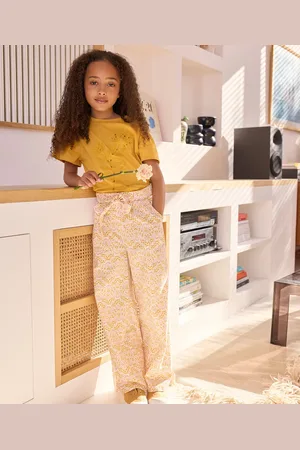 Gémo Pantalon large en toile fleurie légère à taille élastique fille - LuluCastagnette