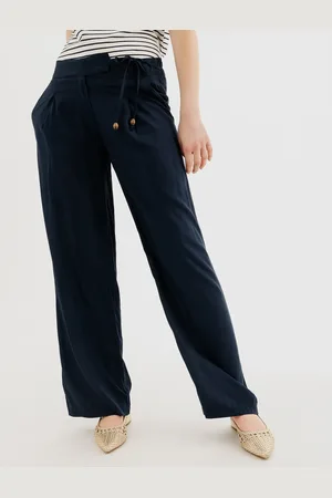 Gémo Pantalon fluide en viscose avec liens à la taille femme