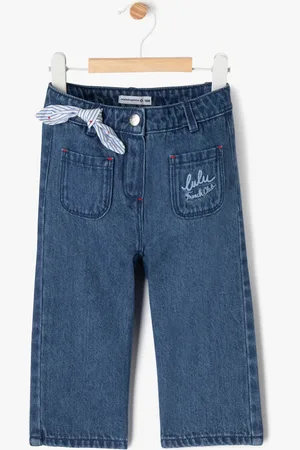 LuluCastagnette Jean large avec noeud à la taille bébé fille -
