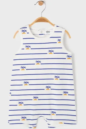 Gémo Combishort en coton à rayures et motifs palmiers bébé garçon