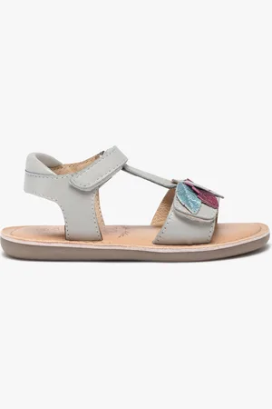 Mod8 Sandales bébé fille unies en cuir métallisée avec brides scratch fantaisie -