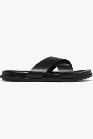 Taneo Mules homme unies à brides larges croisées dessus en cuir -