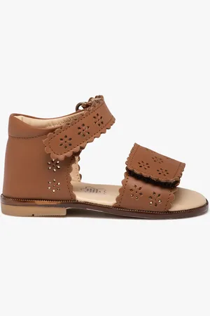 NA! Sandales bébé fille en cuir à brides scratch ajourées –