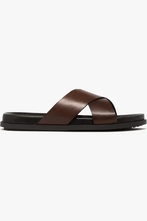 Taneo Mules homme unies à brides larges croisées dessus en cuir -