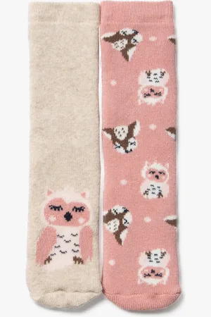 Gémo Chaussettes d’intérieur antidérapantes à motifs chouettes fille (lot de 2)