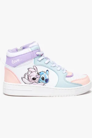 Disney Baskets fille mid-cut pastel à zip imprimées Stitch et Angel - Disney