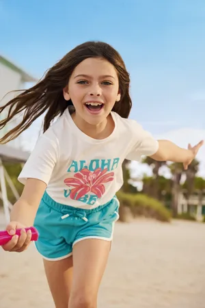 Gémo Tee-shirt manches courtes coupe oversize avec motif pailleté fille
