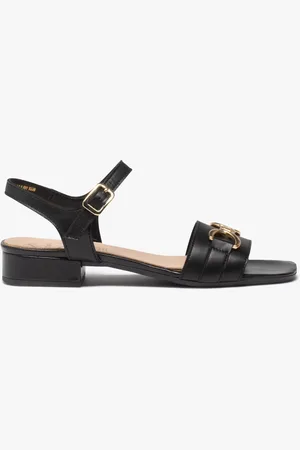 Taneo Nu-pieds femme unis à talon plat et bride à chaîne