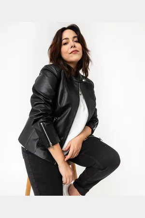 Blouson Cuir Veste Moto Femme Grande Taille Veste Brune Femme