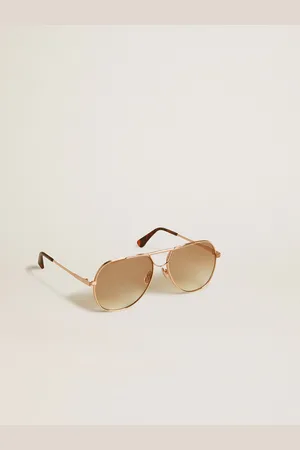 Golden Goose Lunettes De Soleil Modèle Aviateur Avec Monture Or Et Verres Couleur Miel, Femme