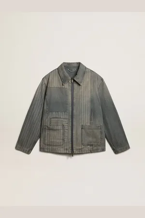 Golden Goose Veste En Denim À Rayures Homme Avec Empiècements Sur Le Devant, Homme