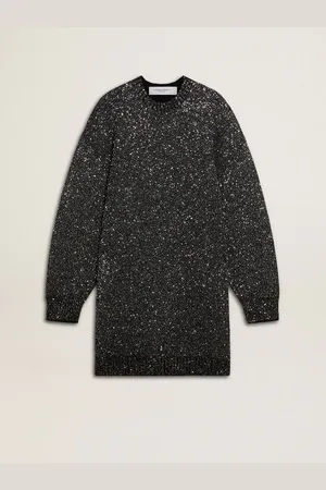 Golden Goose Robe Ras-du-cou Noire Pour Femme Avec Sequins Argentés All-over, Femme