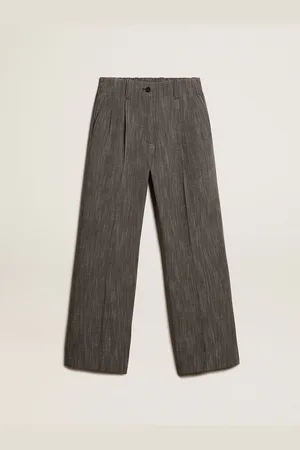 Golden Goose Pantalon Taille Haute Femme En Laine Mélangée Chiné, Femme