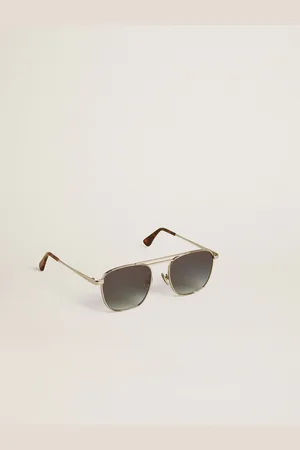 Golden Goose Lunettes De Soleil Modèle Aviateur Avec Monture Argentée Et Verres Bleus, Femme