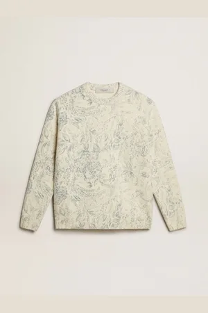 Golden Goose Pull Ras-du-cou Homme En Laine À Motif Toile De Jouy All-over, Homme
