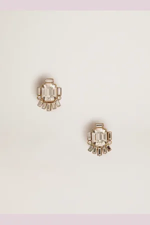 Golden Goose Boucles D’oreilles Clous Femme Art Déco Or Ancien Avec Cristaux, Femme