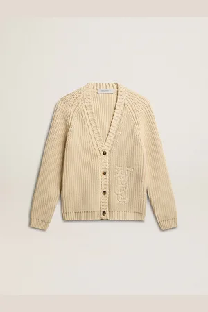 Golden Goose Cardigan Femme En Coton Avec Broderie Sur Le Devant, Femme
