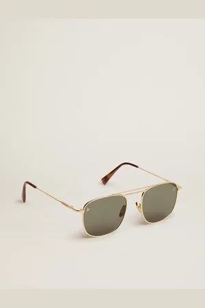 Golden Goose Lunettes De Soleil Aviateur Avec Monture Dorée Et Verres Couleur Verte, Homme
