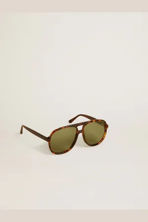 Golden Goose Lunettes De Soleil Modèle Aviateur Avec Monture Havane Et Verres Verts, Homme