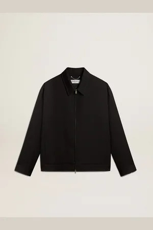 Golden Goose Veste Avec Fermeture À Glissière Pour Homme En Gabardine De Laine Noire, Homme