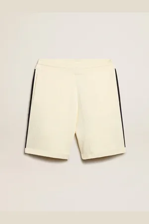 Golden Goose Short Homme Couleur Blanc Antique Avec Bandes Bleues, Homme