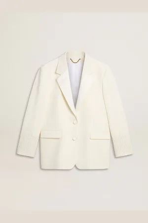 Golden Goose Veste Droite Oversize Blanche Pour Femme À L’effet Soie Avec Broderie, Femme