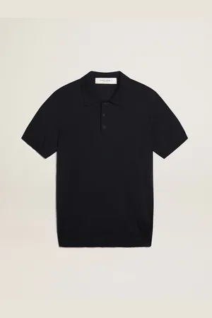 Golden Goose Polo Marine À Manches Courtes Pour Homme En Laine Mérinos, Homme