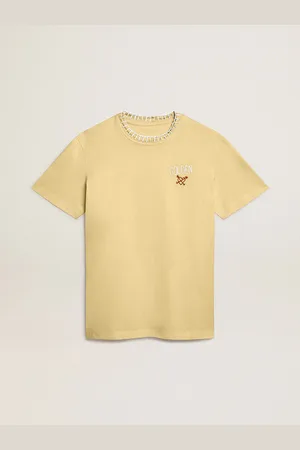 Golden Goose T-shirt Femme En Jersey De Coton Avec Broderie Sur L’encolure Et La Poitrine,