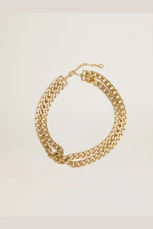 Golden Goose Collier En Chaîne Tressée Couleur Or Ancien Avec Fermoir En Étoile, Femme