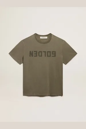 Golden Goose T-shirt Femme Olive Avec Inscription Golden, Femme