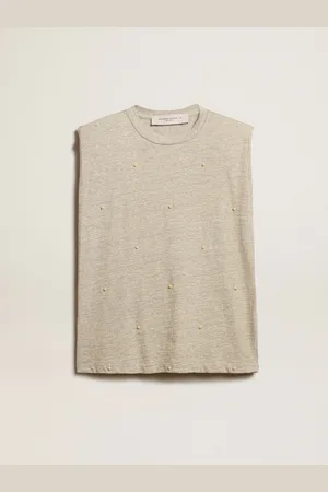 Golden Goose T-shirt Sans Manches Vieilli Avec Épaule Rembourrée Et Perles, Femme
