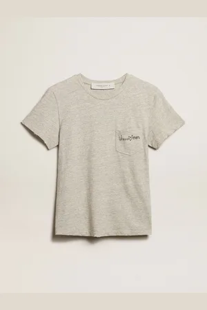 Golden Goose T-shirt Femme En Coton Chiné Avec Inscription Brodée, Femme