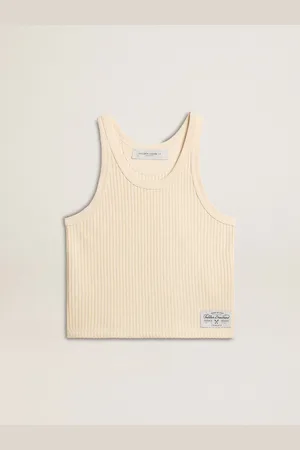 Golden Goose Haut Sans Manches Couleur Parchemin,