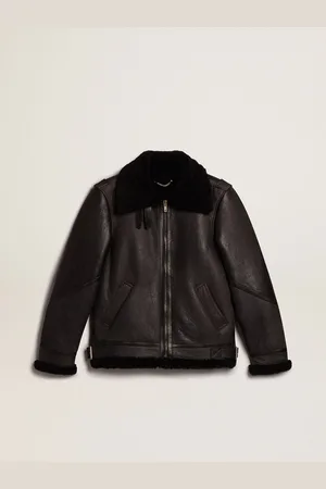 Golden Goose Veste Noire En Mouton, Homme