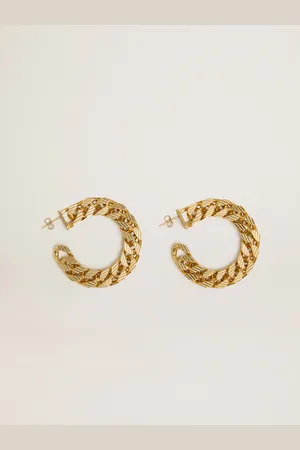 Golden Goose Boucles D’oreilles Circulaires En Chaîne À Mailles Tressées Or Antique, Femme