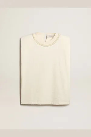 Golden Goose T-shirt Sans Manches Vieilli Avec Broderie En Perles, Femme