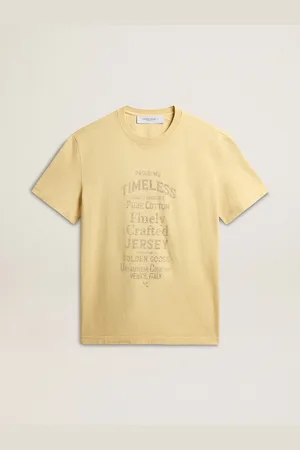 Golden Goose T-shirt Homme En Coton Pâle Avec Inscription Décolorée, Homme