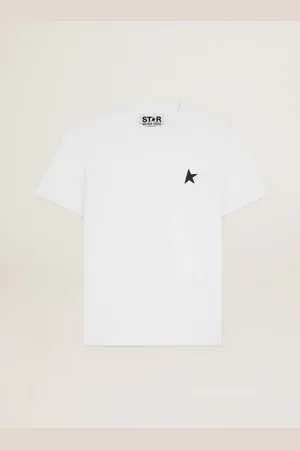Golden Goose T-shirt Blanc Collection Star Avec Étoile Noire Sur Le Devant, Homme