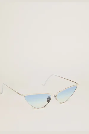 Golden Goose Lunettes De Soleil Œil De Chat Avec Monture Argentée Et Verres Bleus, Femme
