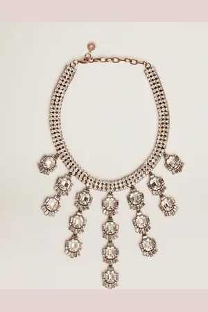 Golden Goose Collier Femme Couleur Or Ancien Avec Cristaux Pendants, Femme