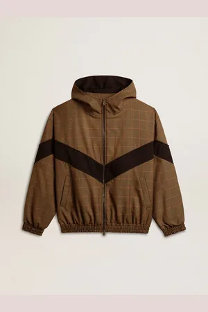 Golden Goose Veste Coupe-vent Pied-de-poule Beige Et , Homme