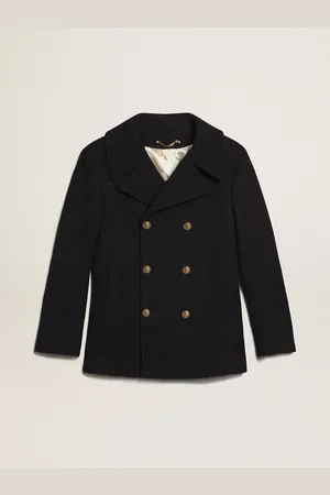 Golden Goose Manteau Croisé Homme En Laine Foncé Avec Boutons Dorés, Homme